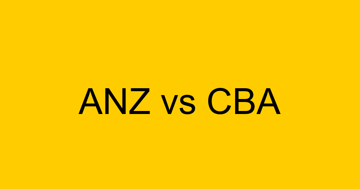 An illustrative comparison graphic showing logos for ANZ and CBA next to various types of equipment, set in an Australian business context.