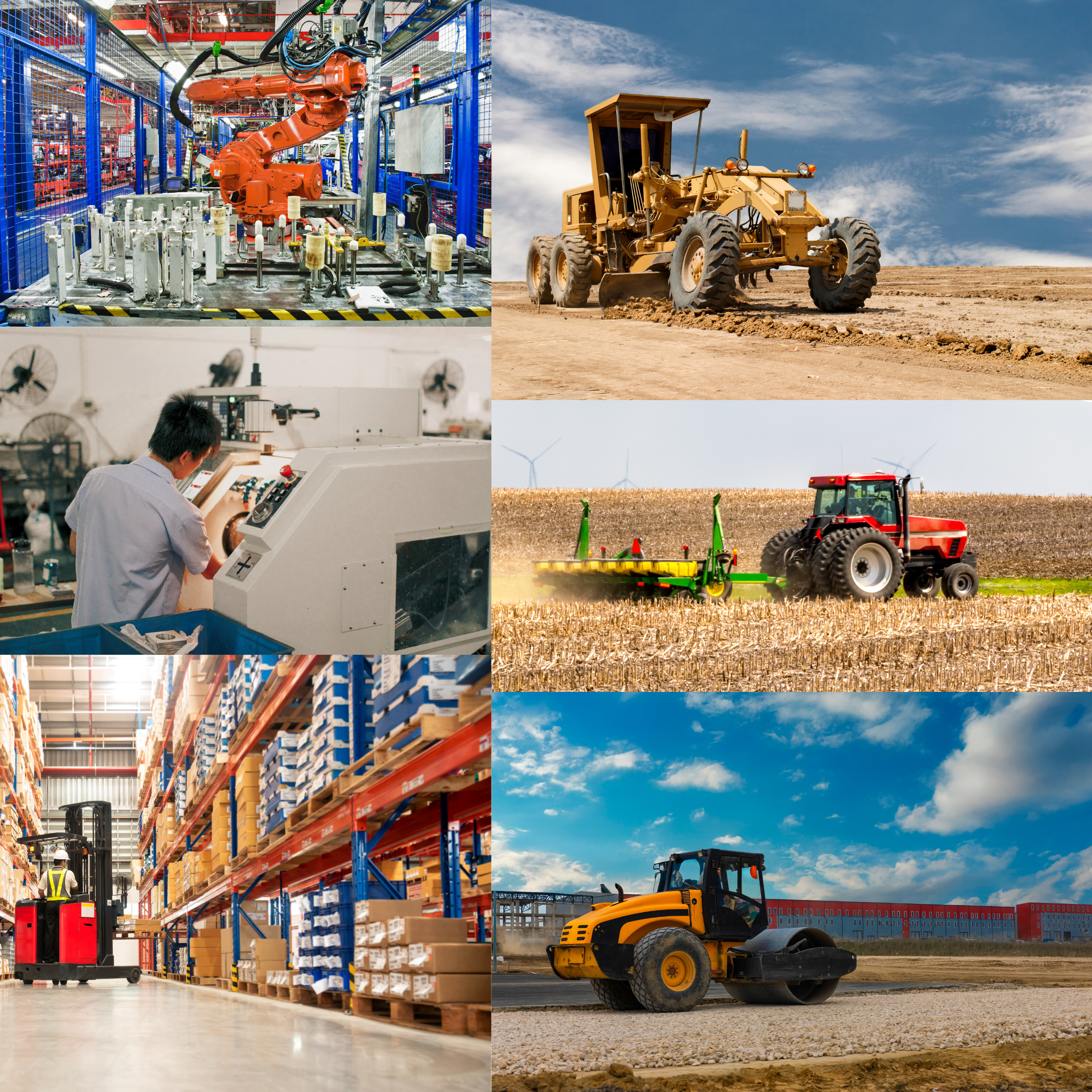 A collage of various business assets, including construction machinery and IT equipment, representing equipment finance options in Australia.
