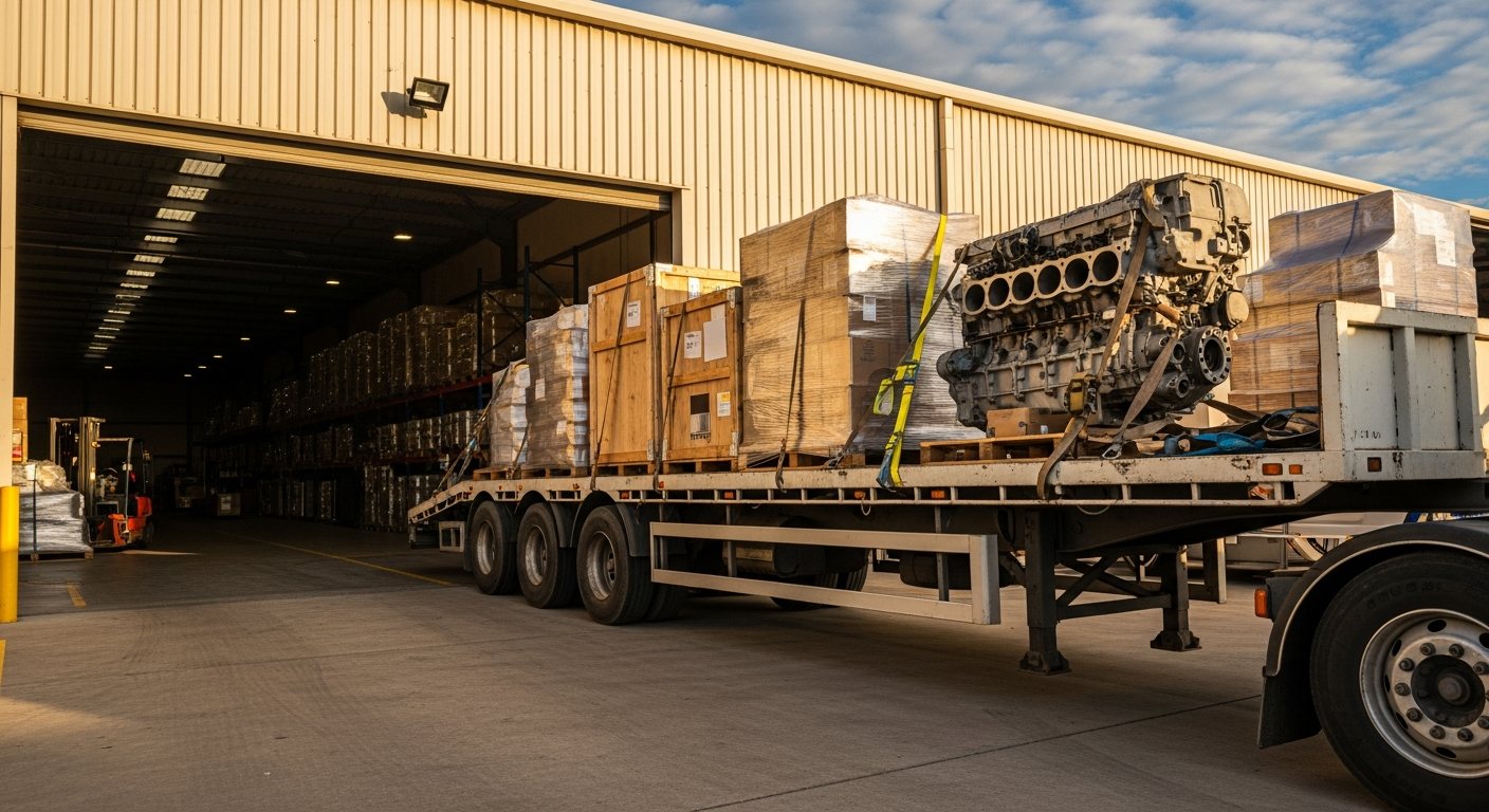 A semi-trailer being loaded with goods, illustrating commercial transport operations